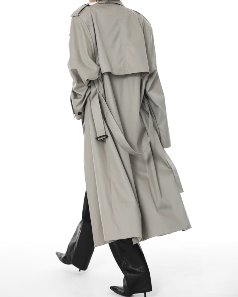 Paper Moon - Korean Women Fashion - #momslook - padded detail oversized double breasted trench coat - 2