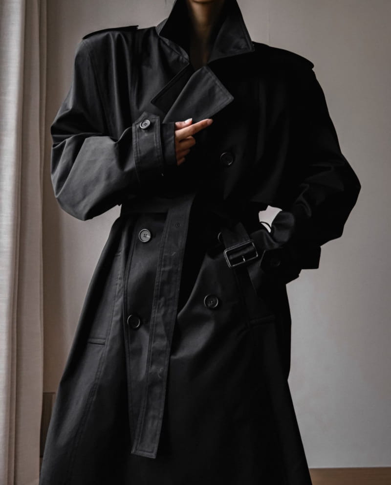 Paper Moon - Korean Women Fashion - #momslook - padded detail oversized double breasted trench coat - 8