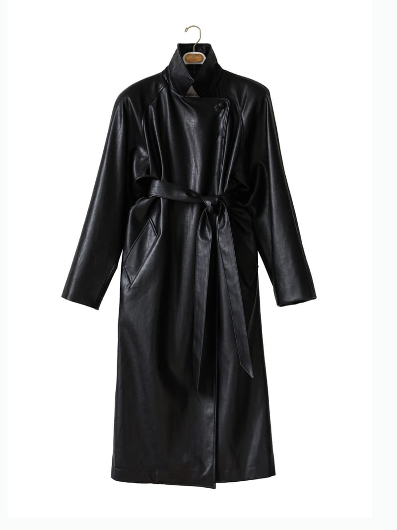 Paper Moon - Korean Women Fashion - #momslook - oversized vegan leather robe maxi coat - 3
