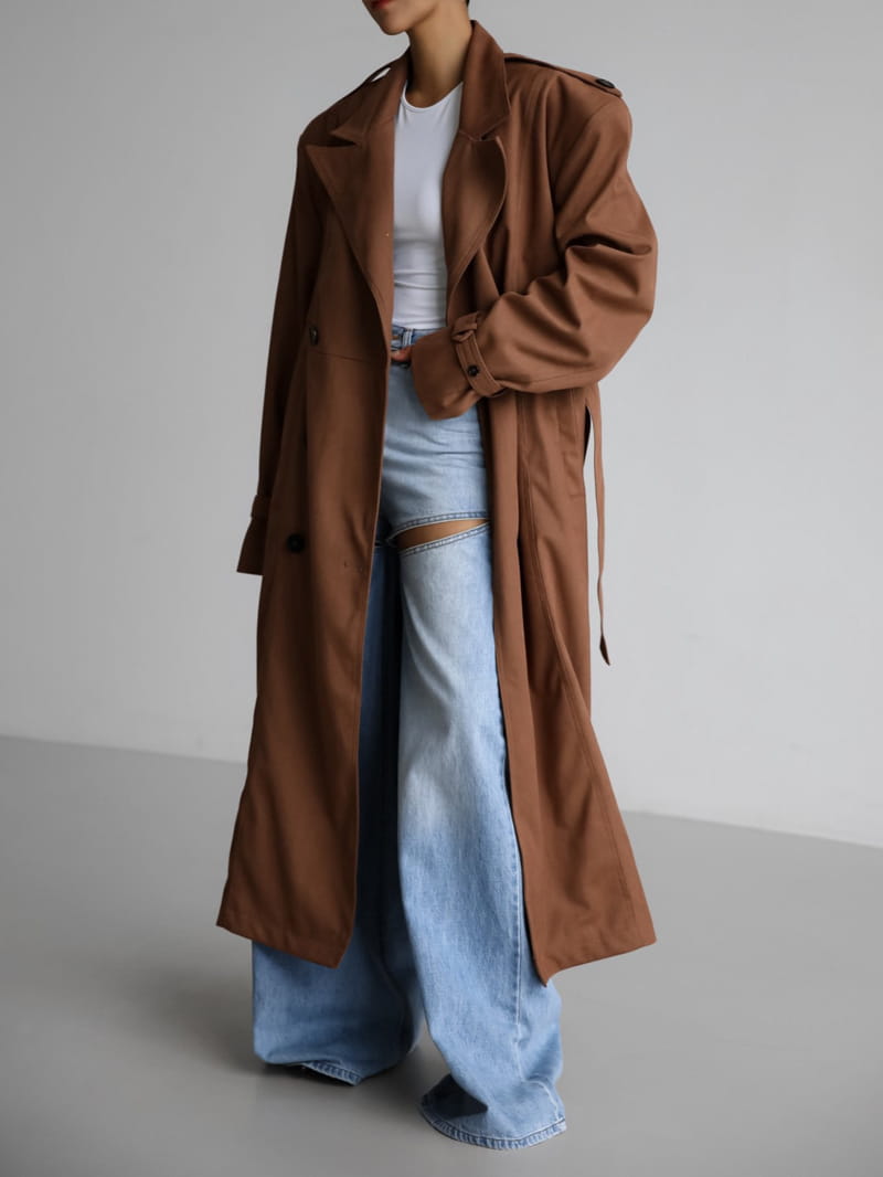 Paper Moon - Korean Women Fashion - #thelittlethings - oversized double breasted vegan suede leather trench coat - 4