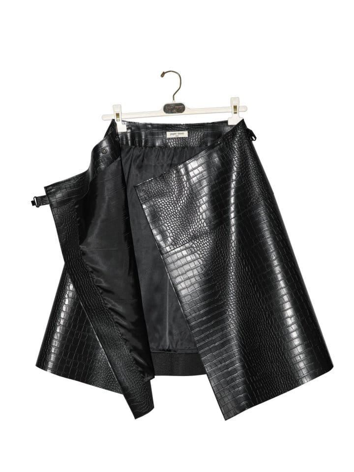 Paper Moon - Korean Women Fashion - #momslook - croco leather midi flared skirt - 8