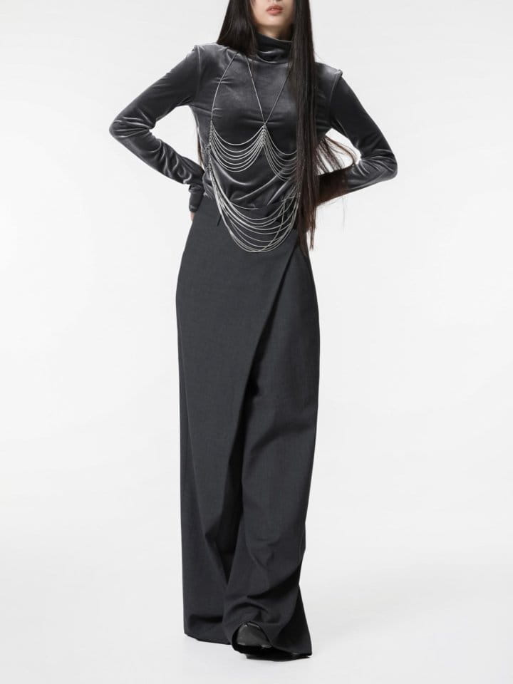 Paper Moon - Korean Women Fashion - #momslook - velvet highneck long sleeved top - 3
