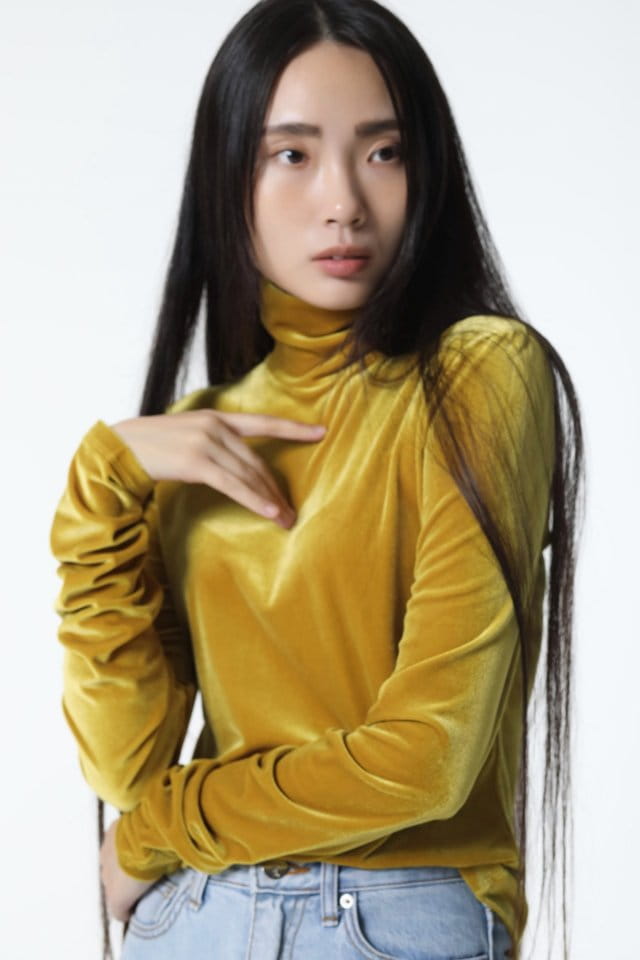 Paper Moon - Korean Women Fashion - #momslook - velvet highneck long sleeved top - 5