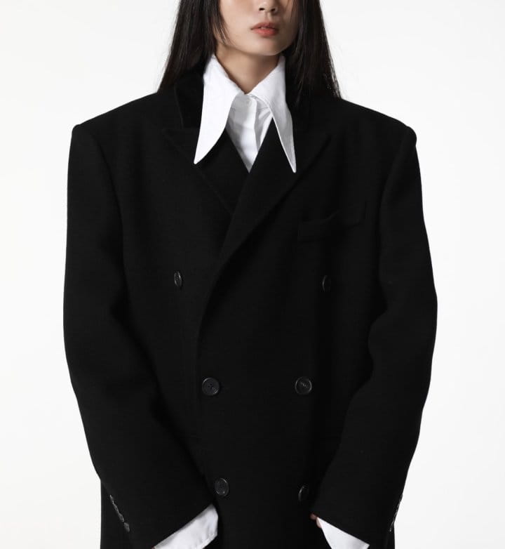 Paper Moon - Korean Women Fashion - #momslook - velvet collar double breasted oversized handmade coat - 2