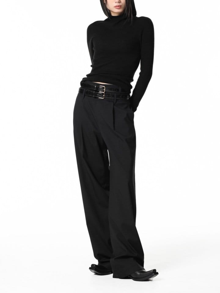 Paper Moon - Korean Women Fashion - #momslook - double waisted pin ~ tuck wide trousers - 2