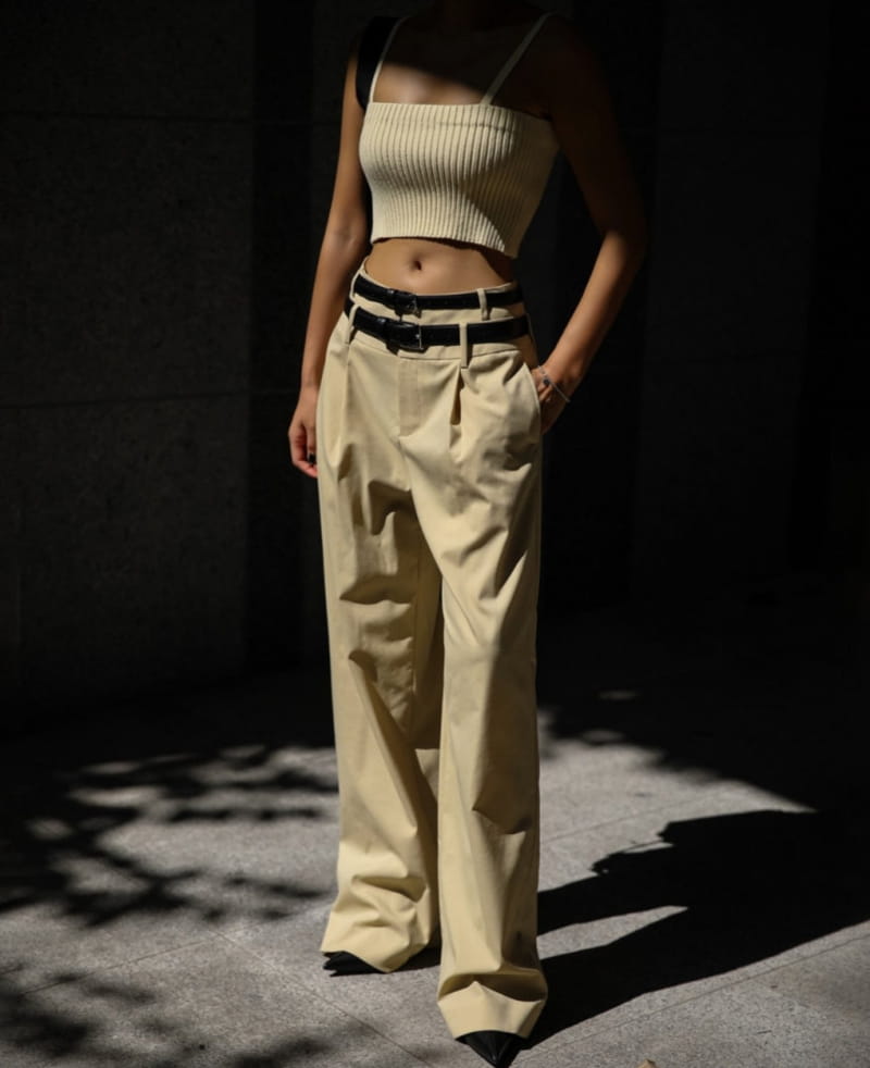 Paper Moon - Korean Women Fashion - #womensfashion - double waisted pin ~ tuck wide trousers - 4