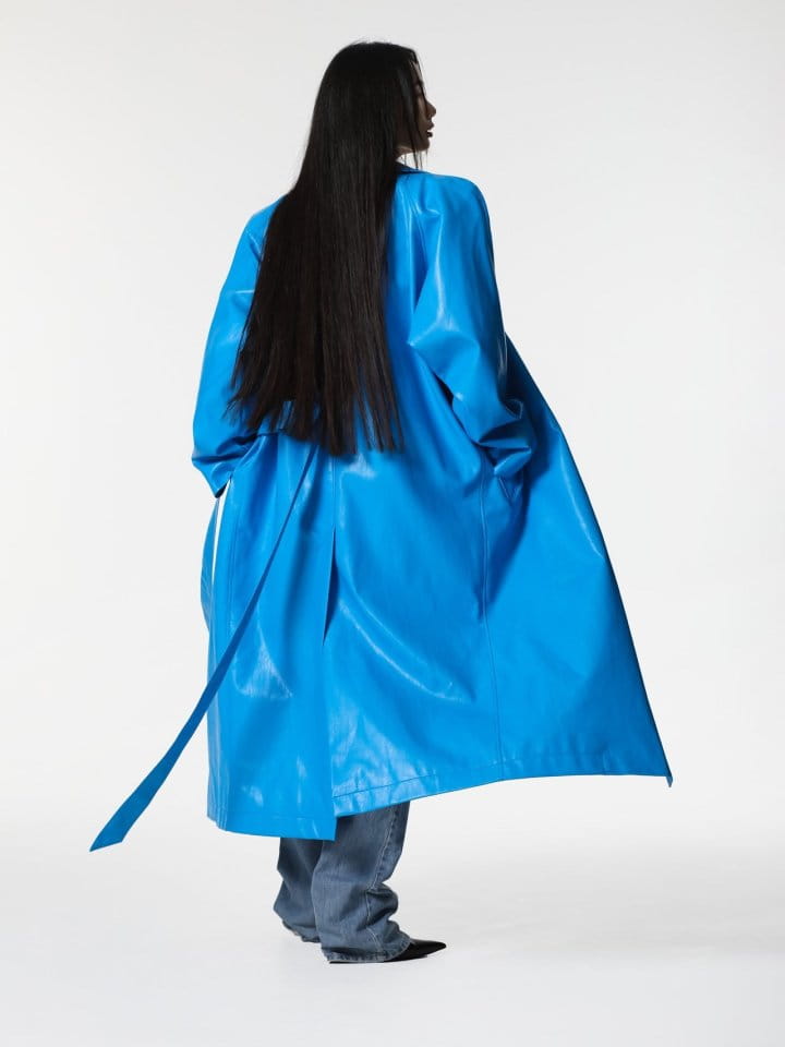 Paper Moon - Korean Women Fashion - #momslook - padded shoulder oversized vegan leather maxi trench coat - 2