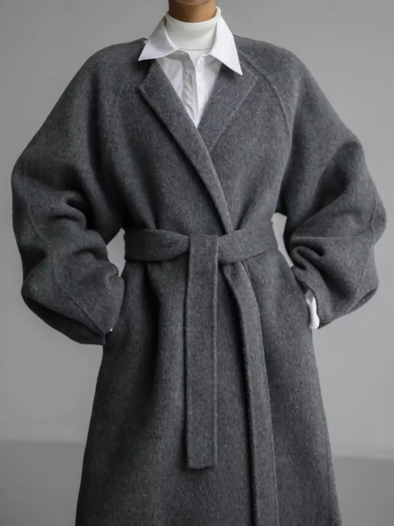 Paper Moon - Korean Women Fashion - #momslook - alpaca double snap sleeved handmade belted coat - 8