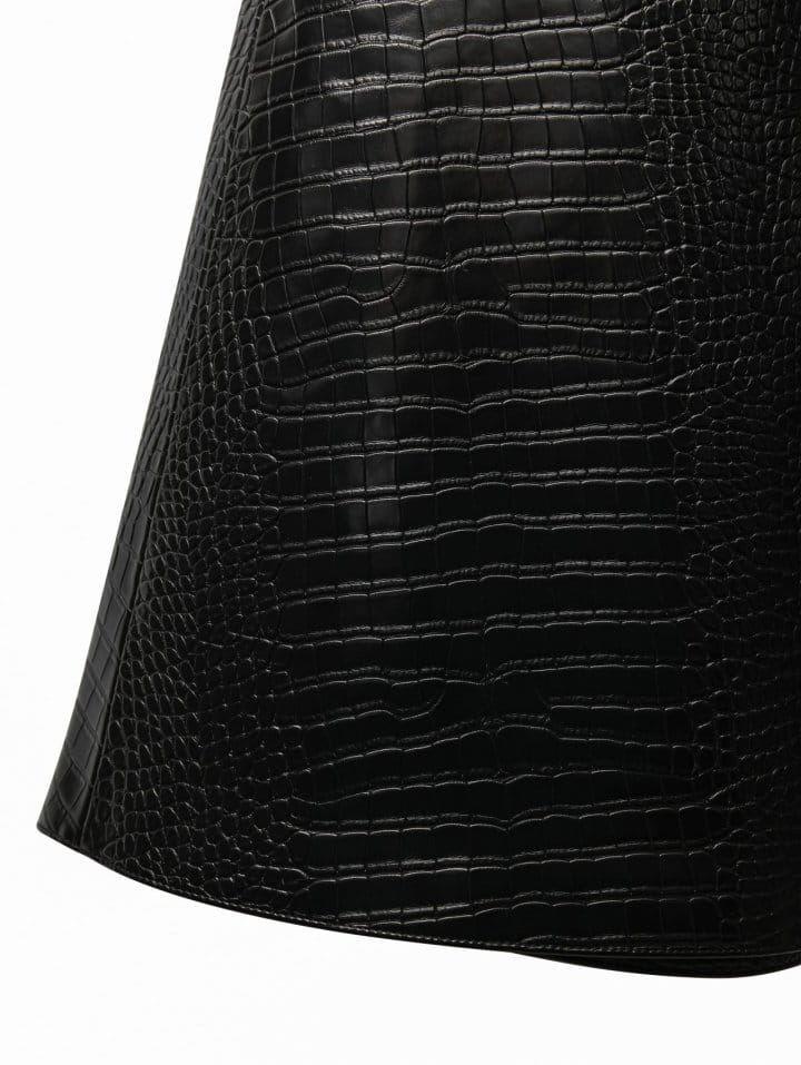 Paper Moon - Korean Women Fashion - #momslook - croco leather midi flared skirt   - 11