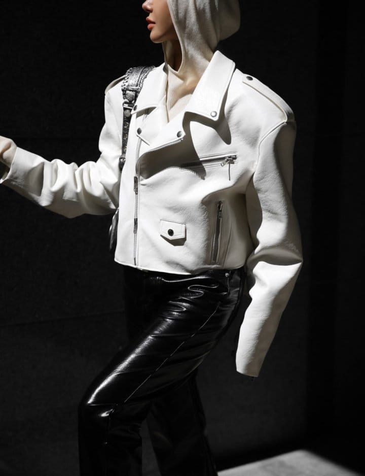 Paper Moon - Korean Women Fashion - #pursuepretty - oversized vegan leather cropped chunky biker jacket - 2
