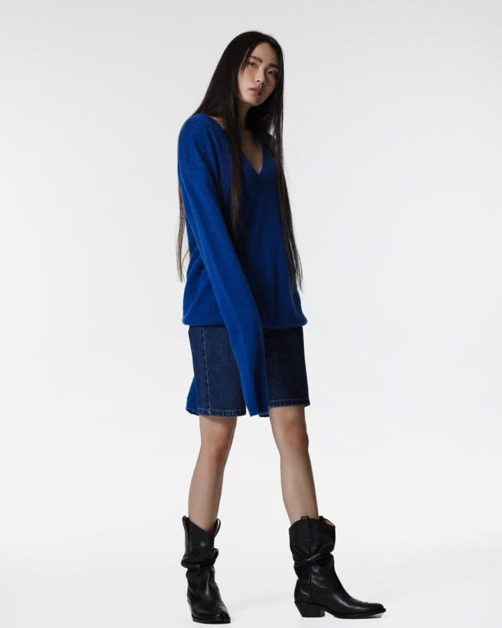 Paper Moon - Korean Women Fashion - #pursuepretty - alpaca wool deep V ~ neck knit top