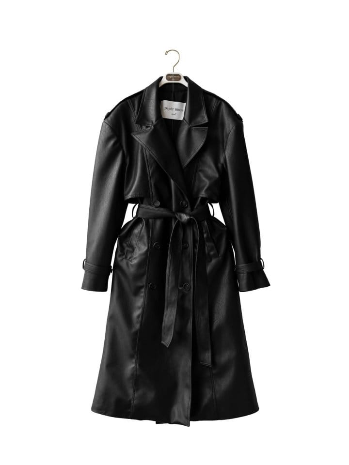 Paper Moon - Korean Women Fashion - #pursuepretty - oversized double breasted vegan leather trench coat - 4