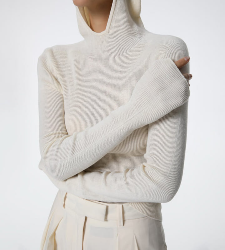 Paper Moon - Korean Women Fashion - #restrostyle - whole garment hooded knit top - 2