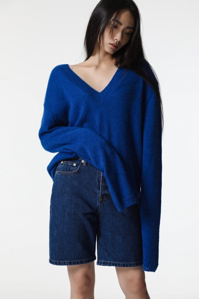 Paper Moon - Korean Women Fashion - #restrostyle - alpaca wool deep V ~ neck knit top - 2