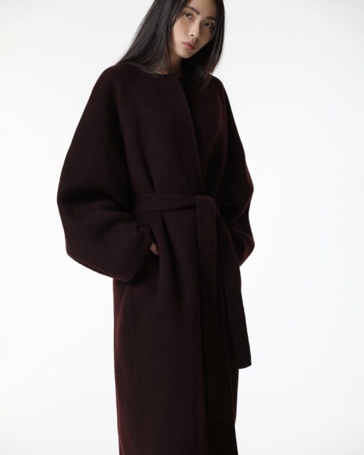 Paper Moon - Korean Women Fashion - #romanticstyle - alpaca double snap sleeved handmade belted coat - 2