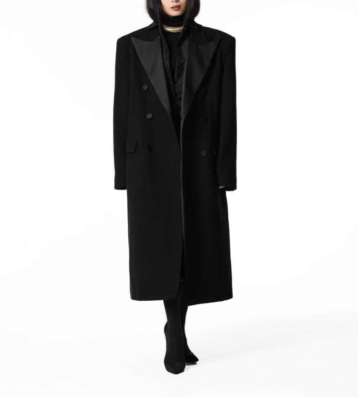 Paper Moon - Korean Women Fashion - #romanticstyle - LUX Tuxedo satin peaked lapel tweed double breasted coat  - 6