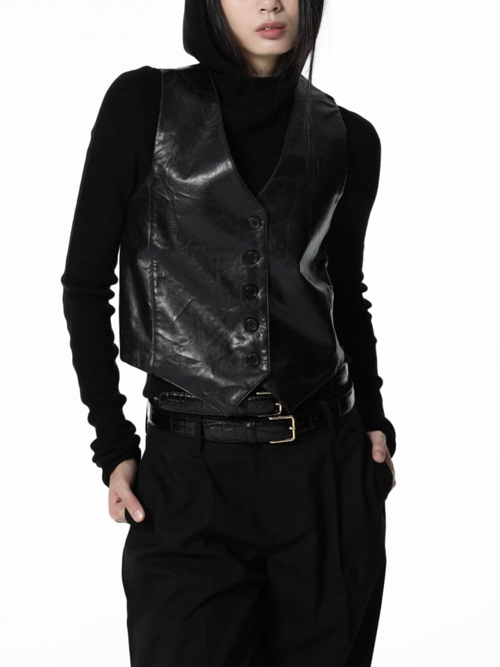 Paper Moon - Korean Women Fashion - #shopsmall - vegan washed leather button down vest