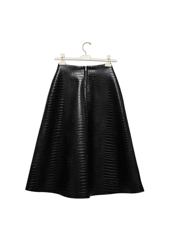 Paper Moon - Korean Women Fashion - #shopsmall - croco leather midi flared skirt   - 8
