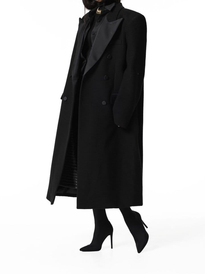 Paper Moon - Korean Women Fashion - #shopsmall - LUX Tuxedo satin peaked lapel tweed double breasted coat  - 7