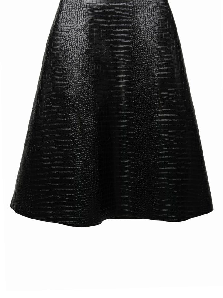 Paper Moon - Korean Women Fashion - #thatsdarling - croco leather midi flared skirt   - 9