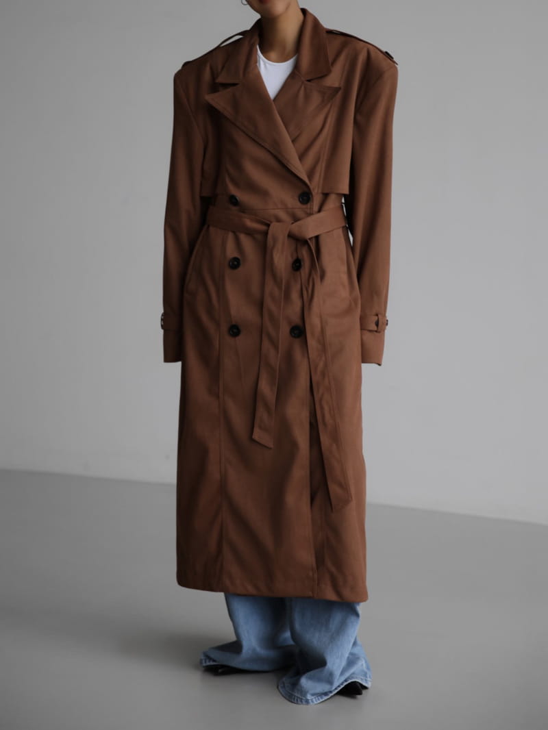 Paper Moon - Korean Women Fashion - #thelittlethings - oversized double breasted vegan suede leather trench coat - 3
