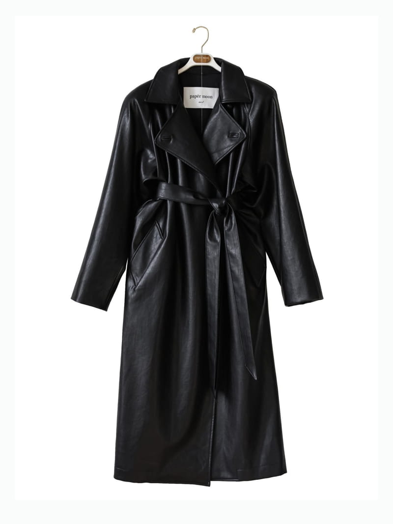 Paper Moon - Korean Women Fashion - #vintageinspired - oversized vegan leather robe maxi coat - 5