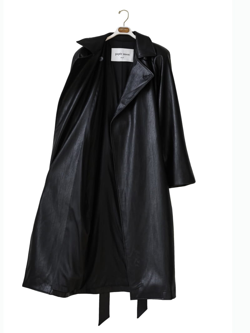 Paper Moon - Korean Women Fashion - #vintagekidsstyle - oversized vegan leather robe maxi coat - 6