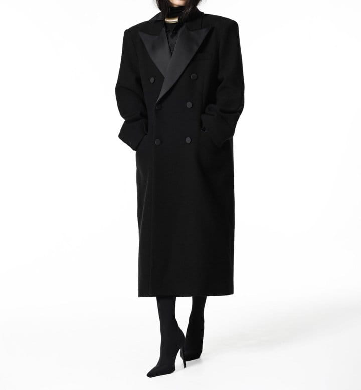 Paper Moon - Korean Women Fashion - #vintagekidsstyle - LUX Tuxedo satin peaked lapel tweed double breasted coat  - 3