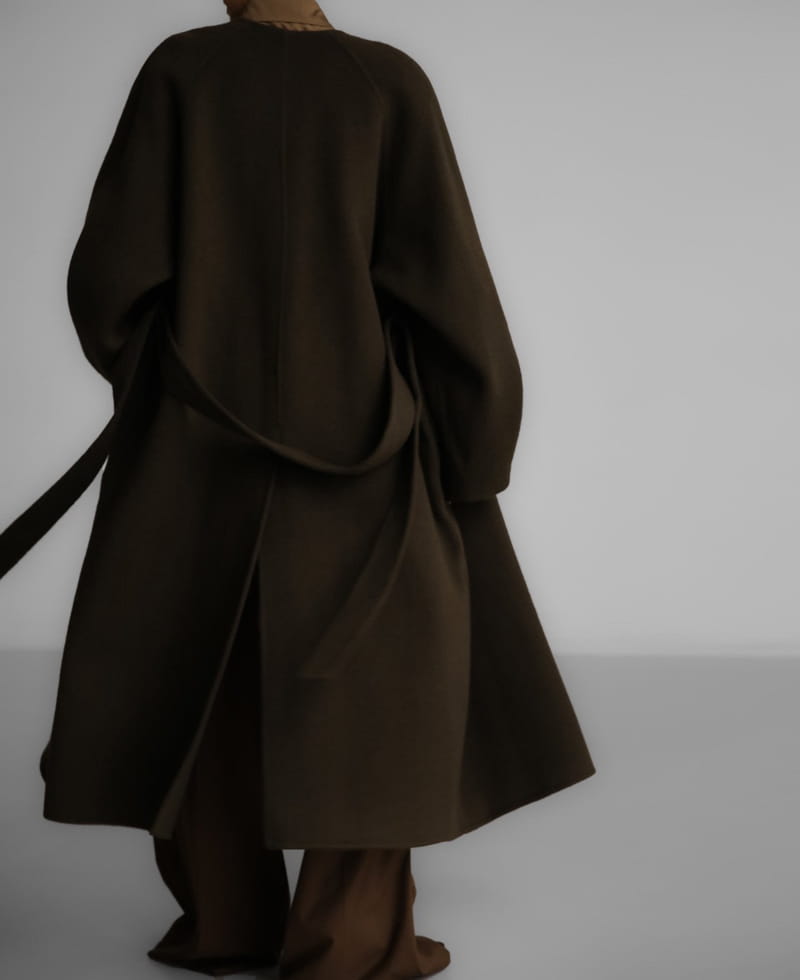 Paper Moon - Korean Women Fashion - #momslook - LUX alpaca double snap sleeved handmade belted coat - 4