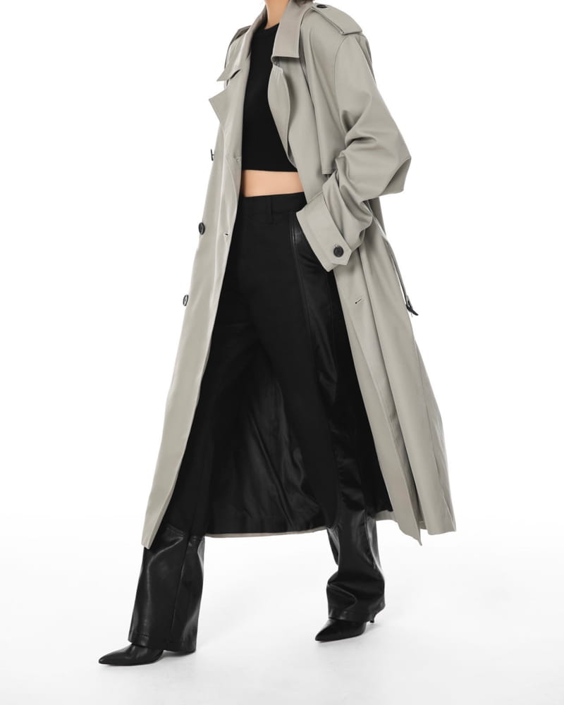 Paper Moon - Korean Women Fashion - #womensfashion - padded detail oversized double breasted trench coat - 5