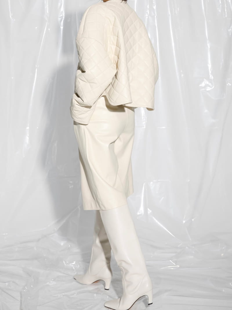 Paper Moon - Korean Women Fashion - #womensfashion - vegan leather button detail quilted cropped jacket  - 6