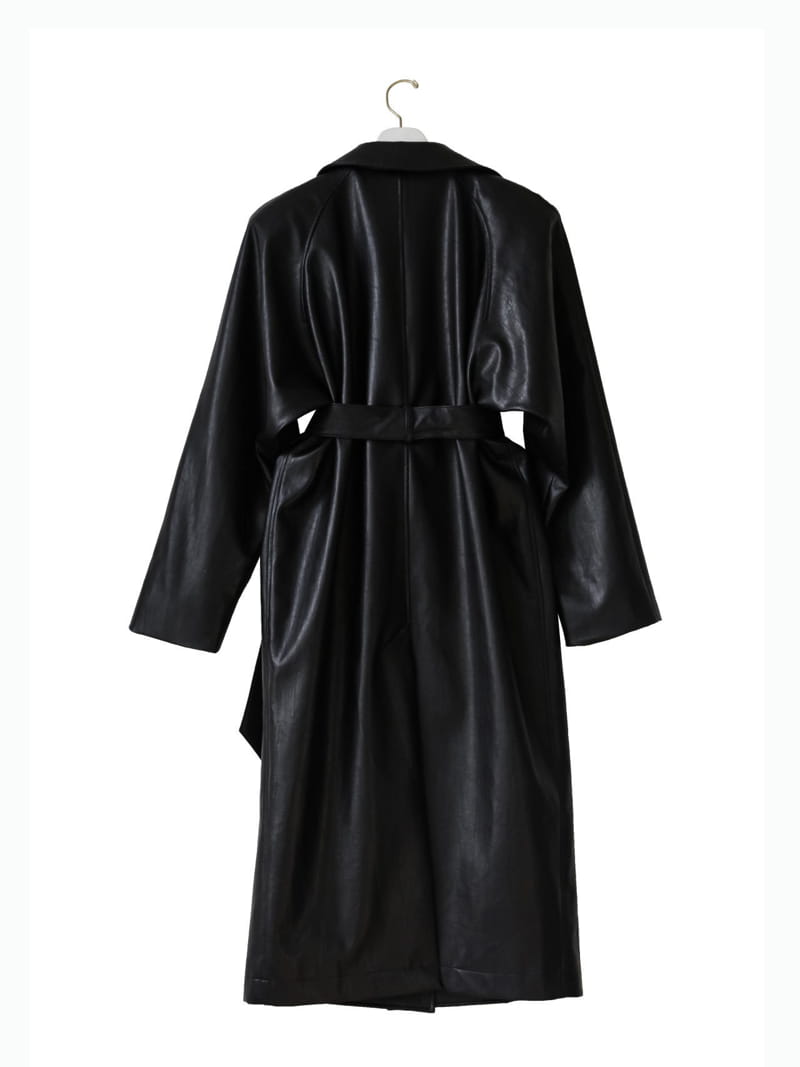 Paper Moon - Korean Women Fashion - #momslook - oversized vegan leather robe maxi coat - 4