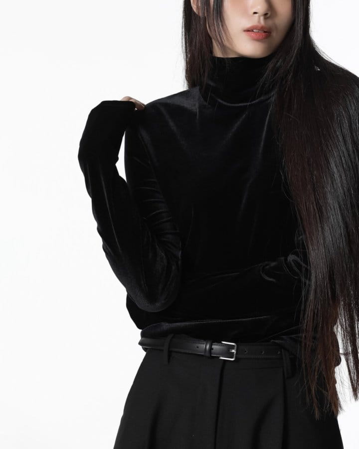 Paper Moon - Korean Women Fashion - #womensfashion - velvet highneck long sleeved top - 10