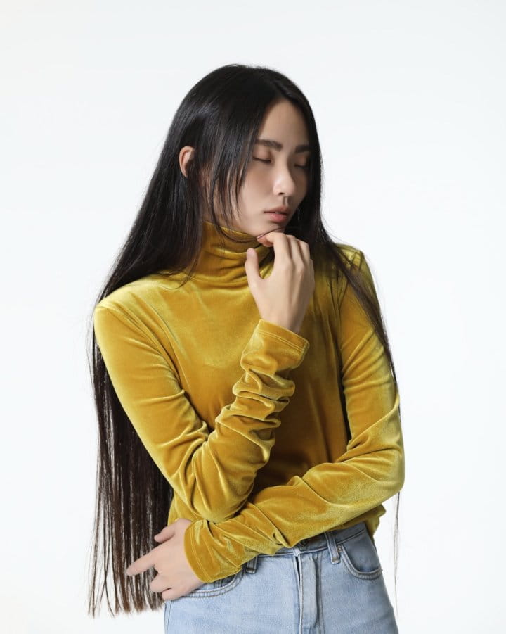 Paper Moon - Korean Women Fashion - #womensfashion - velvet highneck long sleeved top - 6