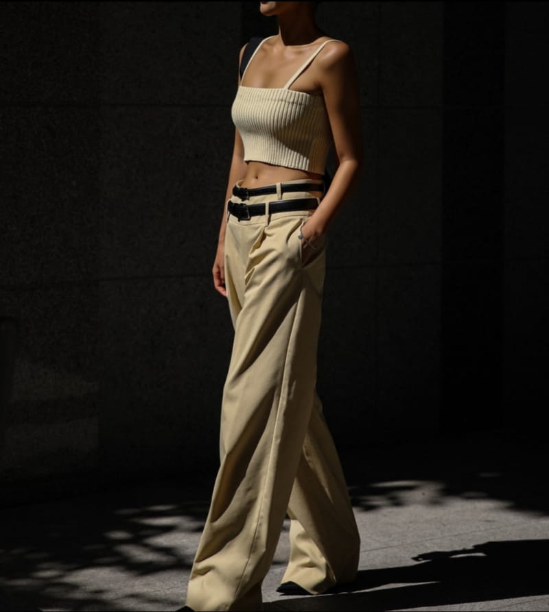 Paper Moon - Korean Women Fashion - #womensfashion - double waisted pin ~ tuck wide trousers - 5
