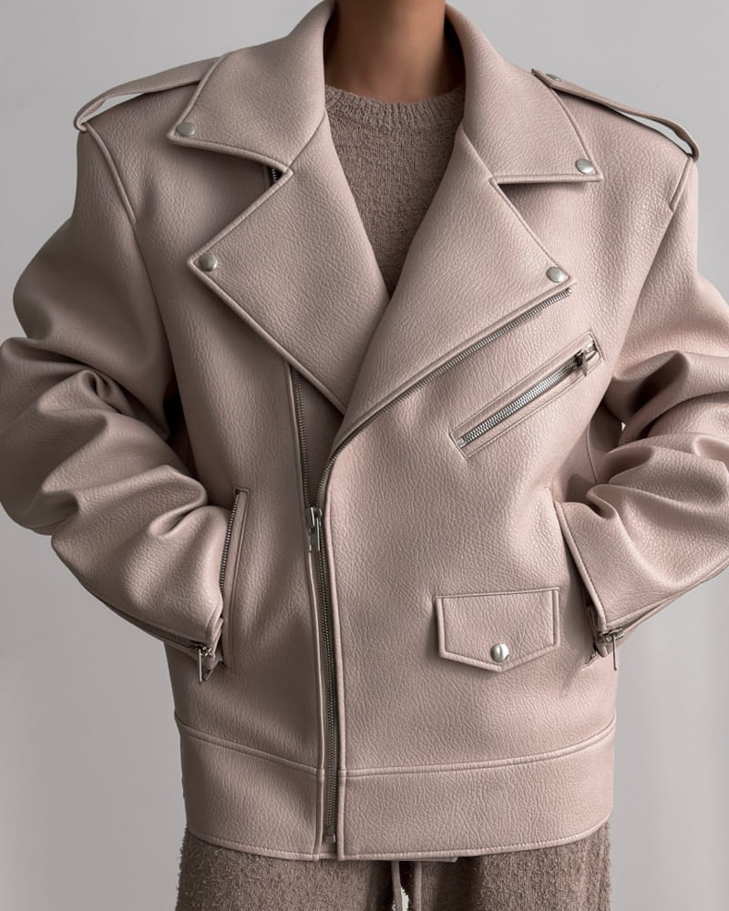 Paper Moon - Korean Women Fashion - #womensfashion - oversized chunky zipped vegan leather biker jacket - 10