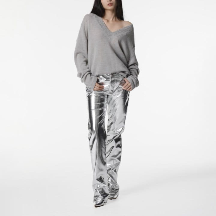 Paper Moon - Korean Women Fashion - #womensfashion - alpaca wool deep V ~ neck knit top - 8