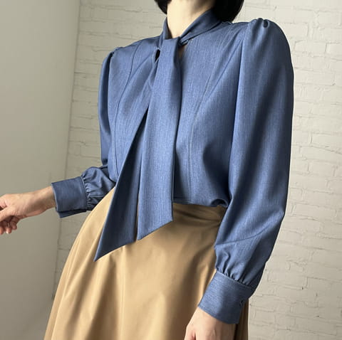 Verni - Korean Women Fashion - #momslook - Blue Blouse - 8