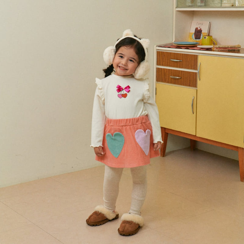 1St Blue - Korean Children Fashion - #childofig - Heart Pocket Skirt Leggings