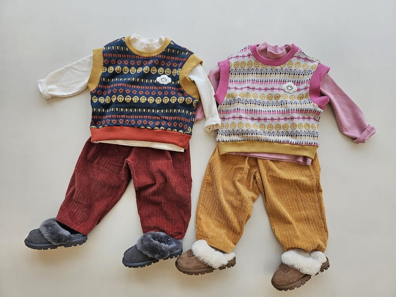 1St Blue - Korean Children Fashion - #designkidswear - Jacquard Color Vest - 6