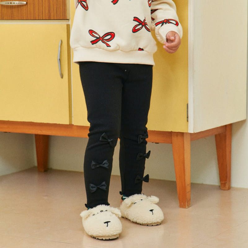 1St Blue - Korean Children Fashion - #discoveringself - Ribbon Rib Leggings - 2