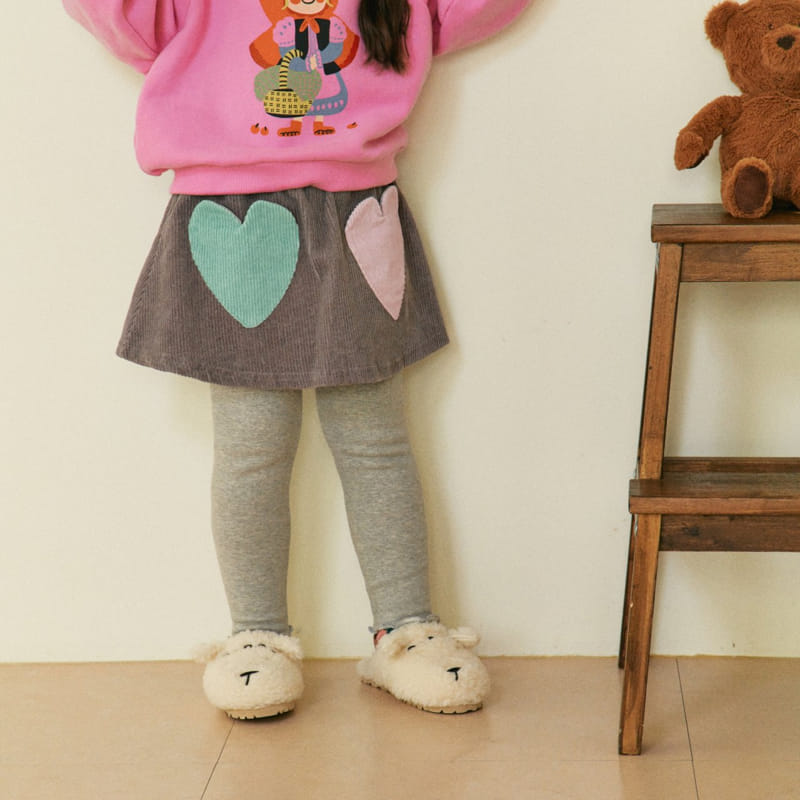 1St Blue - Korean Children Fashion - #fashionkids - Heart Pocket Skirt Leggings - 5