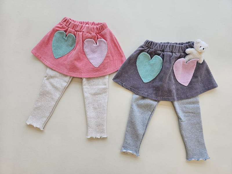 1St Blue - Korean Children Fashion - #minifashionista - Heart Pocket Skirt Leggings - 12