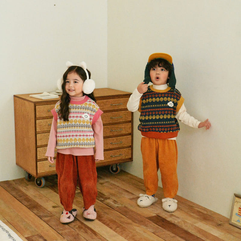 1St Blue - Korean Children Fashion - #stylishchildhood - Jacquard Color Vest - 3