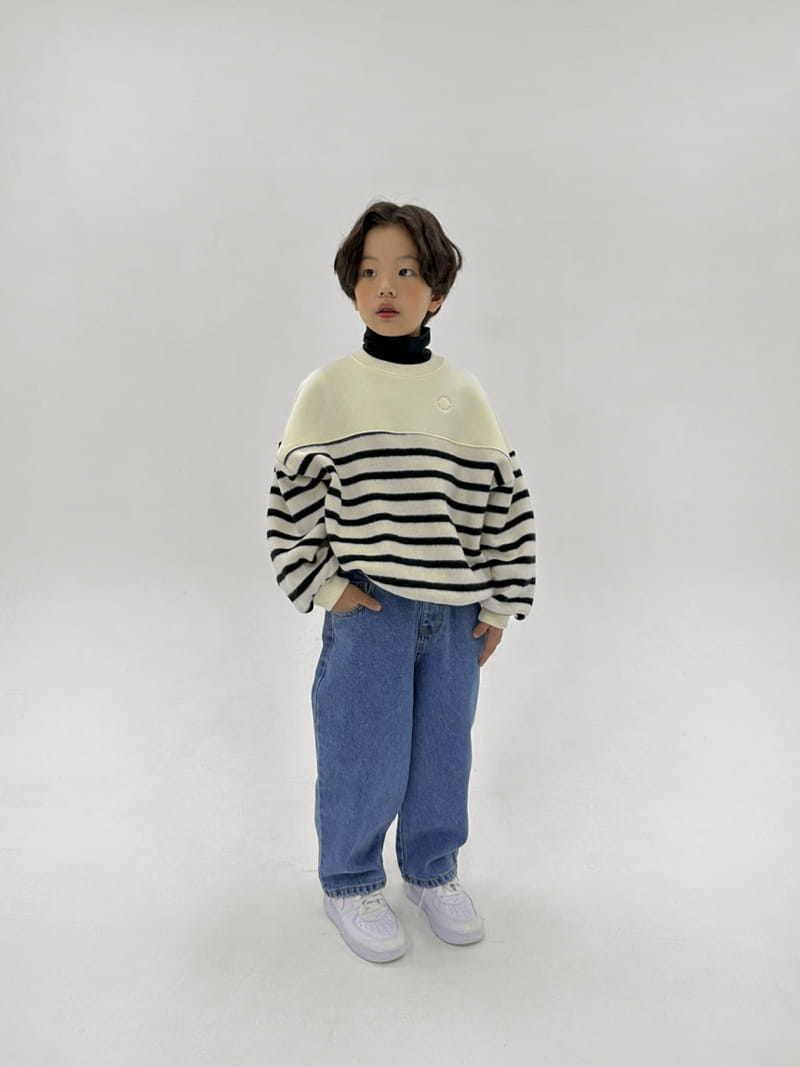 A-Market - Korean Children Fashion - #childofig - Half Stripes Sweatshirt - 8