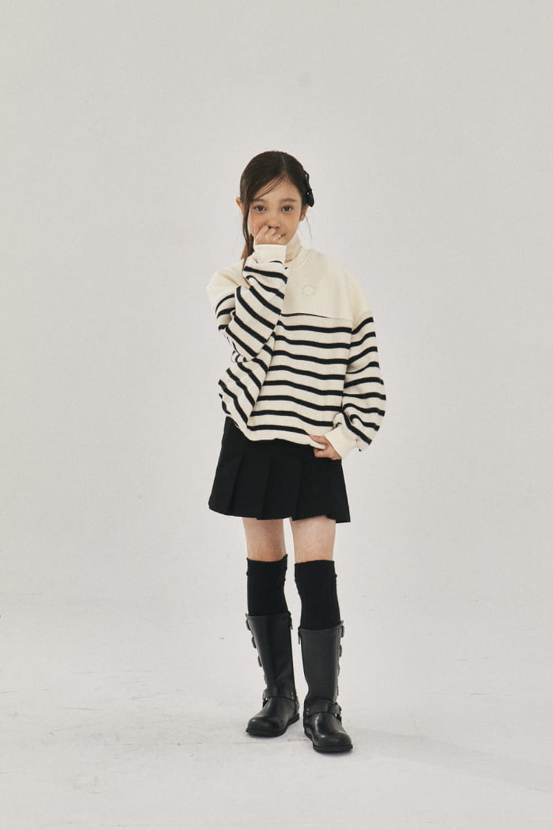 A-Market - Korean Children Fashion - #childrensboutique - Half Stripes Sweatshirt - 10