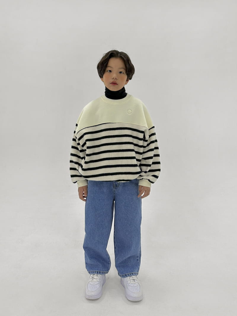 A-Market - Korean Children Fashion - #magicofchildhood - Half Stripes Sweatshirt - 5
