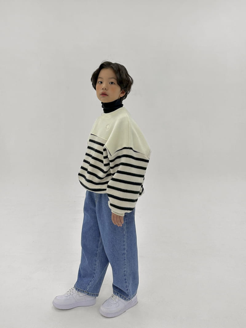 A-Market - Korean Children Fashion - #minifashionista - Half Stripes Sweatshirt - 6