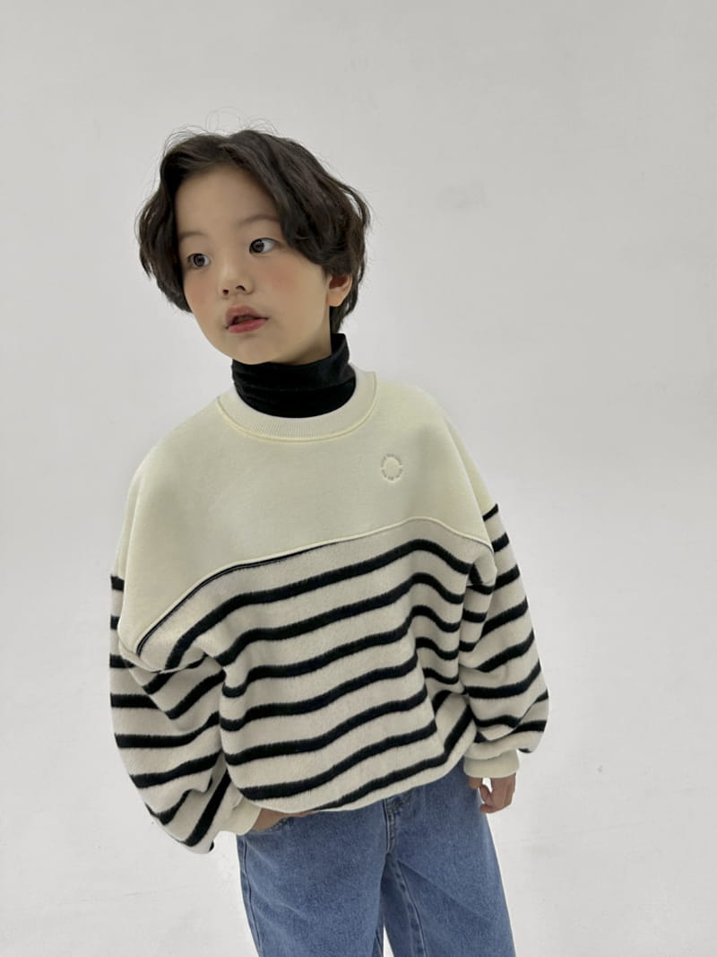 A-Market - Korean Children Fashion - #prettylittlegirls - Half Stripes Sweatshirt - 7