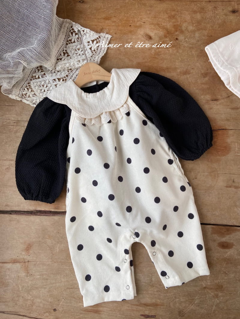 Anne Shirley - Korean Baby Fashion - #babyootd - Dot Dungareed Bodysuit - 9
